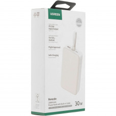 УМБ Ugreen 20000 mAh 30W PD3.0/QC3.0 USB-A,USB-С IN/OUT, with build-in USB-C Cable (PB521) бежевий