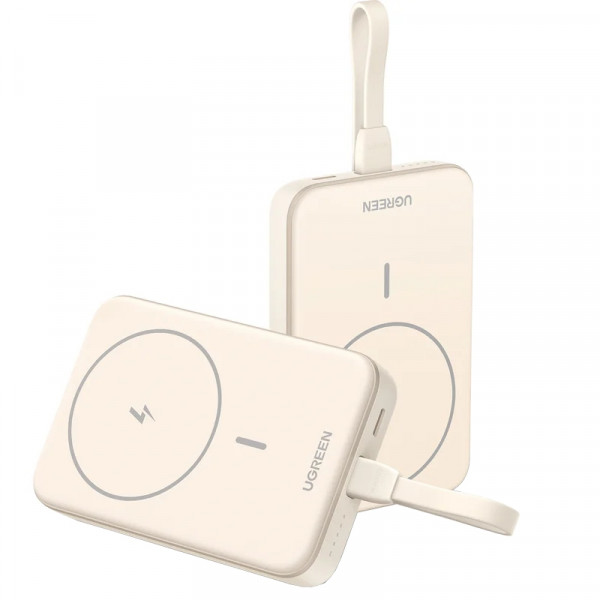УМБ Ugreen Magnetic Wireless 10000 mAh 20W Build-in USB-C Cable (PB760) білий