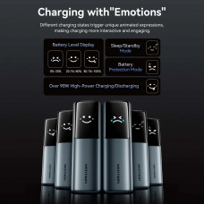 УМБ Vention 27000mAh 200W PD3.1, USB-A, USB-C In/Out, with Built-in USB-C Cable, TFT Display, Silver