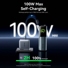 УМБ Vention 27000mAh 200W PD3.1, USB-A, USB-C In/Out, with Built-in USB-C Cable, TFT Display, Silver