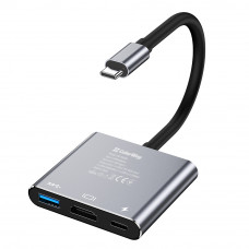 USB хаб (док-станція) СolorWay USB-C 3-в-1 Type C PD 100W/USB3.0/HDMI 4К