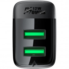 Зарядний пристрій 2xUSB 12W (2xUSB-A) A86 Black Acefast
