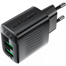 Зарядний пристрій 2xUSB 12W (2xUSB-A) A86 Black Acefast