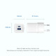 Зарядний пристрій 2xUSB 30W (USB-A/USB-C) + USB-C cable М-М White Vention