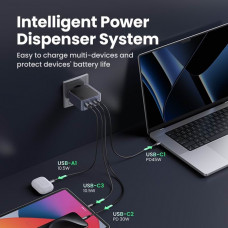 Зарядний пристрій 4xUSB 100W (3xUSB-C+USB-A) Gan Nexode Fast Charger Сірий X565 Ugreen