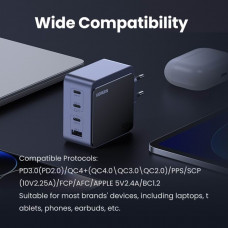 Зарядний пристрій 4xUSB 100W (3xUSB-C+USB-A) Gan Nexode Fast Charger Сірий X565 Ugreen