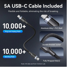 Зарядний пристрій 4xUSB 100W GaN (3хUSB-C+USB-A) + USB-C cable М-М Black Vention