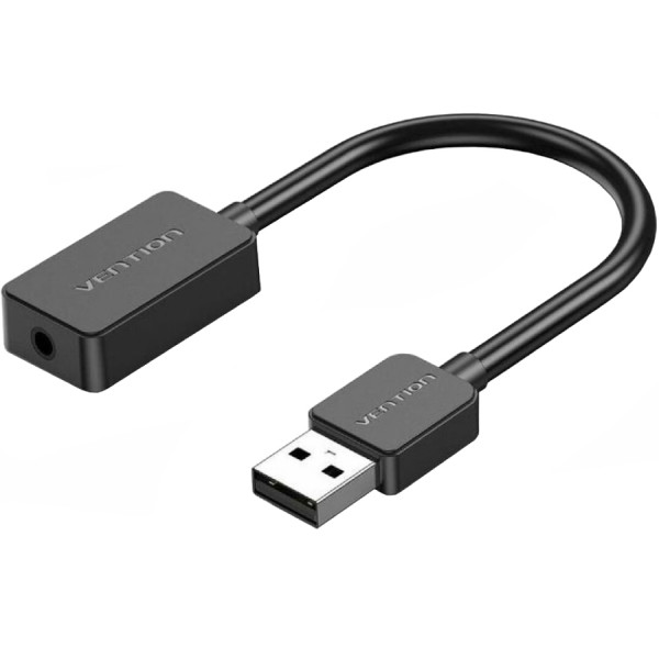 Звукова карта USB AUX jack, 1*TRS, 0.15м, OMTP/CTIA, чіп шумозаглушення, чорна Vention