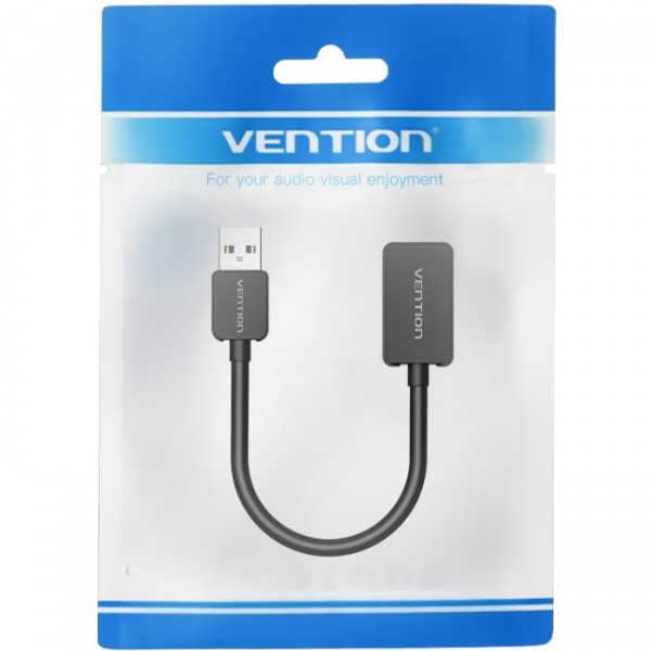 Звукова карта USB AUX jack, 1*TRS, 0.15м, OMTP/CTIA, чіп шумозаглушення, чорна Vention