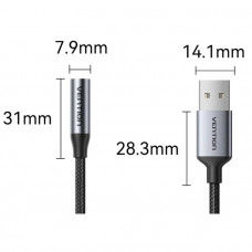 Звукова карта USB AUX jack, TRRS, 0.25м, OMTP та CTIA, обплетення, Vention