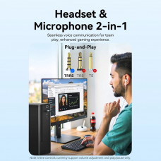 Звукова карта USB AUX jack, TRRS, 0.25м, OMTP та CTIA, обплетення, Vention