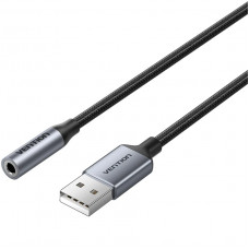 Звукова карта USB AUX jack, TRRS, 0.25м, OMTP та CTIA, обплетення, Vention