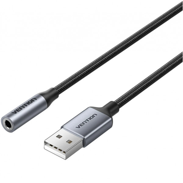 Звукова карта USB AUX jack, TRRS, 0.25м, OMTP та CTIA, обплетення, Vention