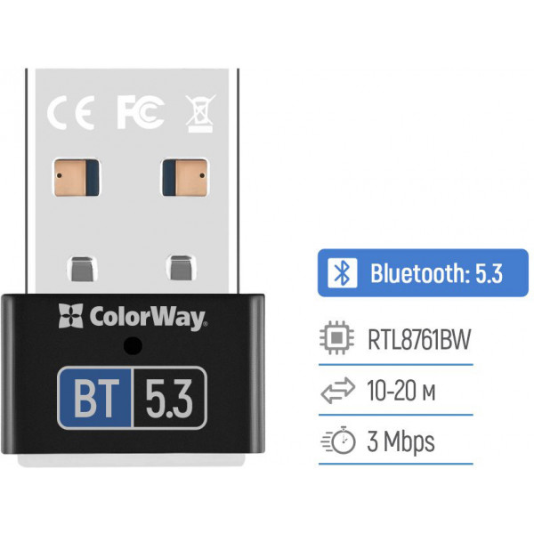 Адаптер Bluetooth v5.3 USB, чорний Colorway
