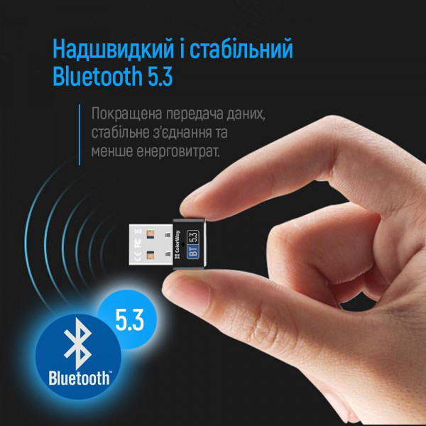 Адаптер Bluetooth v5.3 USB, чорний Colorway
