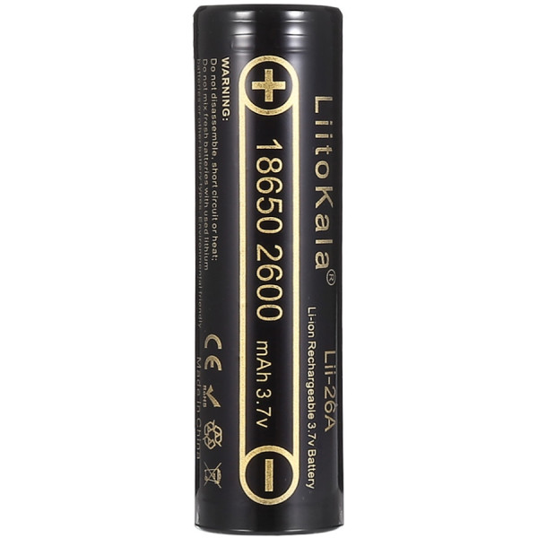 Акумулятор 18650 LiitoKala, Lii-26A, 2600mAh, 3.7V li-ion battery, 1 pcs,