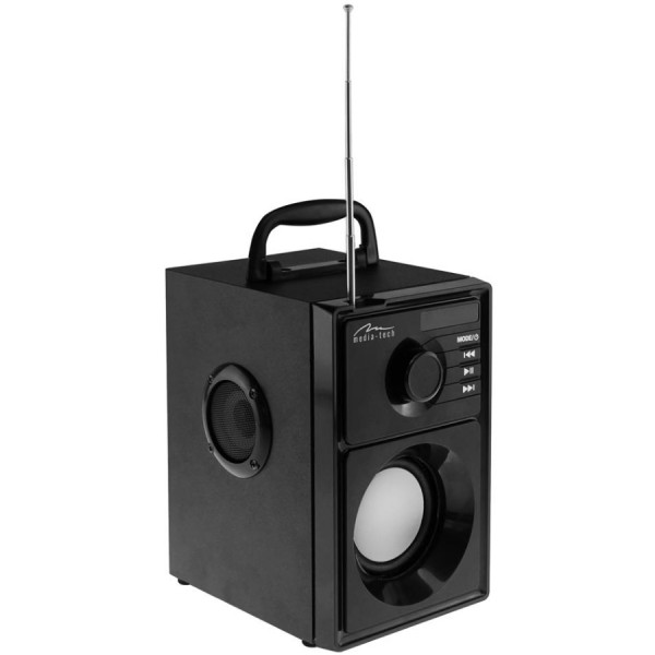 Акустична система 1.0 Media-Tech 15W, Bluetooth/FM/AUX/SD/USB/пульт/BOOMBOX, срібна мембрана, чорна