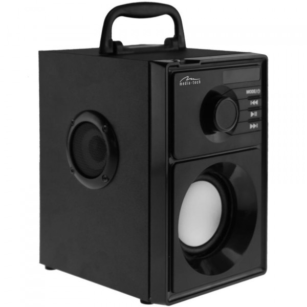 Акустична система 1.0 Media-Tech 15W, Bluetooth/FM/AUX/SD/USB/пульт/BOOMBOX, срібна мембрана, чорна