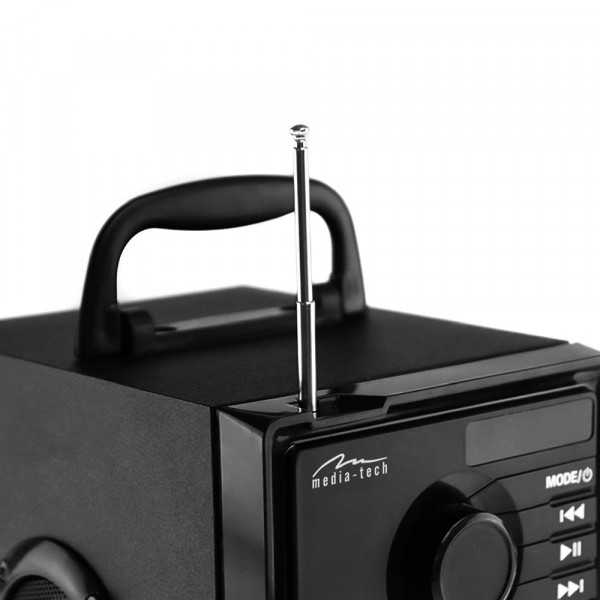 Акустична система 1.0 Media-Tech 15W, Bluetooth/FM/AUX/SD/USB/пульт/BOOMBOX, срібна мембрана, чорна