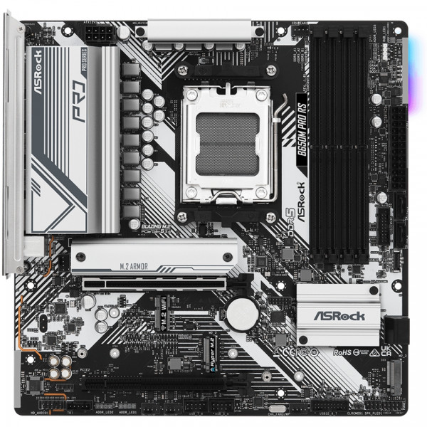 ASRock B650M PRO RS (AM5/B650, 4*DDR5, 2xPCIex16, DP/HDMI, 4xSATA, 3xM.2, 2.5GLan, 7.1ch, mATX)