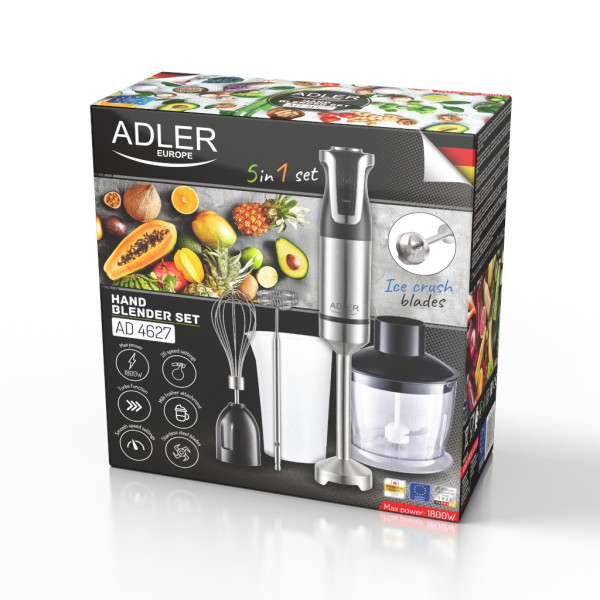 Блендер Adler AD 4627 black ручний/ 1800Вт/ 20 швидк./ TURBO/ чаша для змішування 600мл
