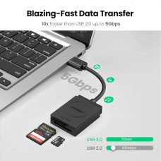 Card Reader USB 3.0 2-слота SD/TF Card 0,15 м кабель CR127 Ugreen