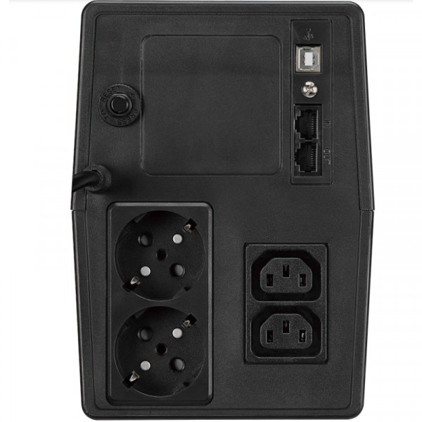 ДБЖ FSP iFP-2000, 2000ВА/1200Вт, LCD, Schuko*2+IEC*2, USB, Black, 12V/9Ah*2