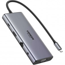 Док-станція USB3.2 Type-C -> HDMI 4K60Hz/1xUSB-A3.2/1xUSB-A3.1/2xUSB-C3.2/VGA/RJ45/SD/TF+3.5mmCM639