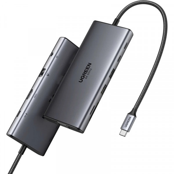 Док-станція USB3.2 Type-C -> HDMI 4K60Hz/1xUSB-A3.2/1xUSB-A3.1/2xUSB-C3.2/VGA/RJ45/SD/TF+3.5mmCM639