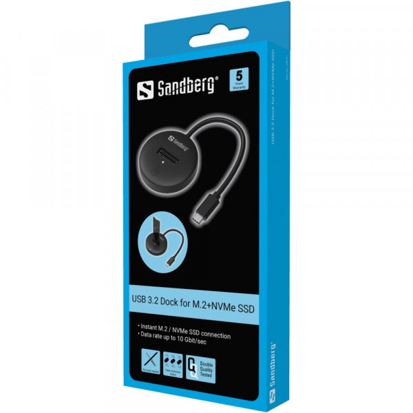 Док-станція USB3.2 Type-C -> SSD M.2, NVMe, M Key Sandberg