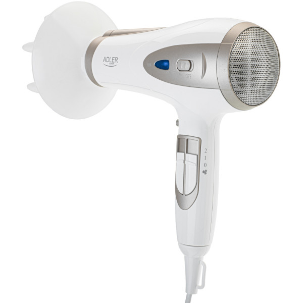 Фен Adler AD 2248 white champagne 2200Вт/ 2 швидкості/ хол.обдув/ темп.режимів-3/ іонізація/ дифузор