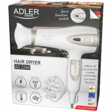 Фен Adler AD 2248 white champagne 2200Вт/ 2 швидкості/ хол.обдув/ темп.режимів-3/ іонізація/ дифузор
