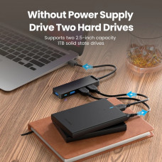 Хаб USB 3.0 -> 4xUSB 3.0, 1.0м, з живленням Micro-USB,чорний Vention