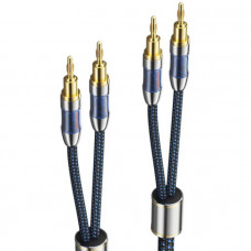 HiFi Audio Speaker Cable 10.0м,Banana 2xM/M,4N OFC Silver, Gold-Plated,TPE + обплетення,Vention