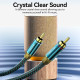 Кабель AUX Audio HiFi 2RCAx2 M/M 5.0м, OFC Silver, Zinc alloy, зелений, Vention