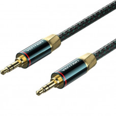 Кабель AUX Audio TRS M/M, 0.5м, Silver-plated, Zinc alloy, обплетення, зелений, Vention