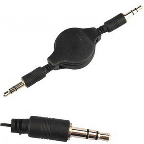 Кабель AUX Audio TRS M/M 0.8 м самозмотуючий чорний