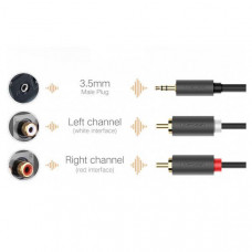 Кабель AUX Audio TRS - RCAx2 M/M 1.5м UGREEN AV102 Чорний