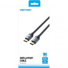 Кабель DisplayPort M - M 1.0м, V2.1, 16K 60 Гц, зворотня сумісність, обплетення, чорний Vention