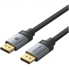Кабель DisplayPort M - M 1.0м, V2.1, 16K 60 Гц, зворотня сумісність, обплетення, чорний Vention