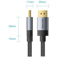 Кабель DisplayPort M - M 1.0м, V2.1, 16K 60 Гц, зворотня сумісність, обплетення, чорний Vention