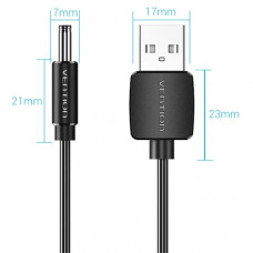Кабель живлення USB AM - 3.5mm DC Power PVC 5V 2A, Black 1.5м Vention