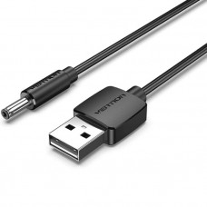 Кабель живлення USB AM - 3.5mm DC Power PVC 5V 2A, Black 1.5м Vention