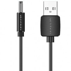Кабель живлення USB AM - 3.5mm DC Power PVC 5V 2A, Black 1.5м Vention