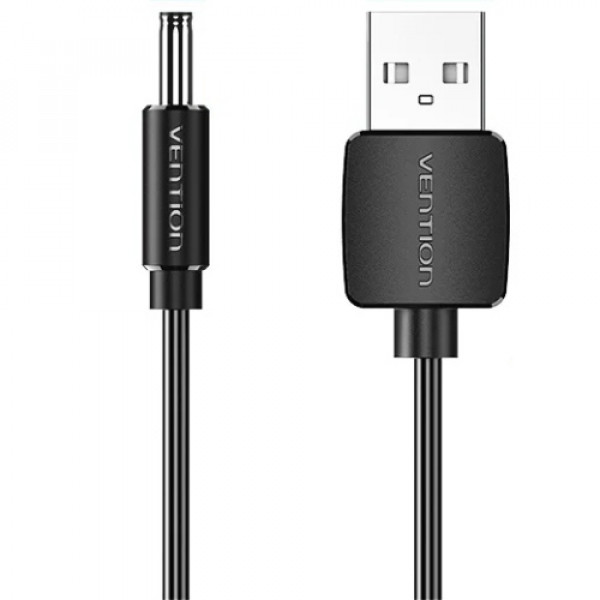 Кабель живлення USB AM - 3.5mm DC Power PVC 5V 2A, Black 1.5м Vention