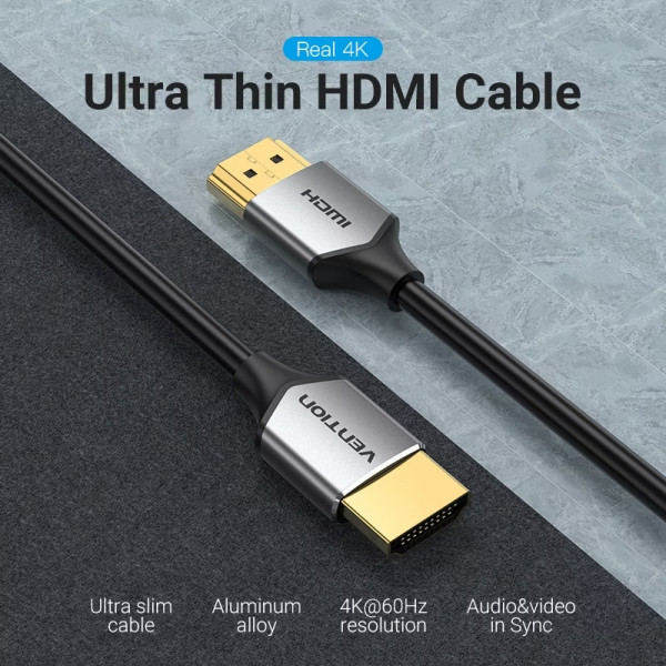 Кабель HDMI M - M, 1.0 м, V2.0, 4K 60Гц PVC сірий Vention