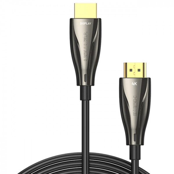 Кабель HDMI M - M, 50.0 м, V2.0, Optical 4K 60Гц 18Gbps Dolby 7.1 PVC Black Zinc Alloy Vention