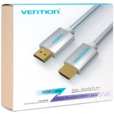 Кабель HDMI M - M, 8.0м, V2.0, 4K 60Гц, обплетення, Silver Metal Type Vention