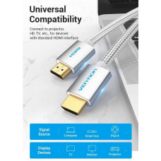 Кабель HDMI M - M, 8.0м, V2.0, 4K 60Гц, обплетення, Silver Metal Type Vention