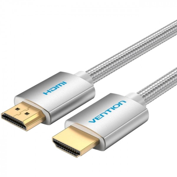 Кабель HDMI M - M, 8.0м, V2.0, 4K 60Гц, обплетення, Silver Metal Type Vention
